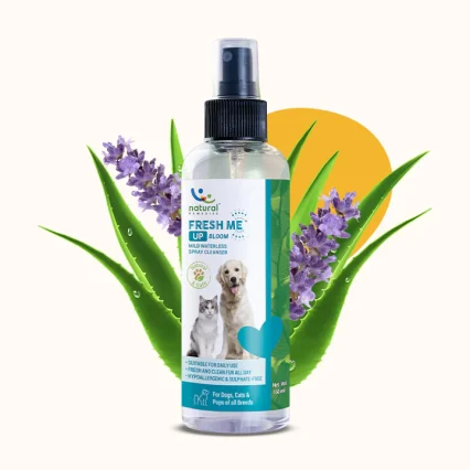 Spray bottle of Fresh Me Up Bloom, a natural waterless spray cleanser for dogs & cats in Kenya